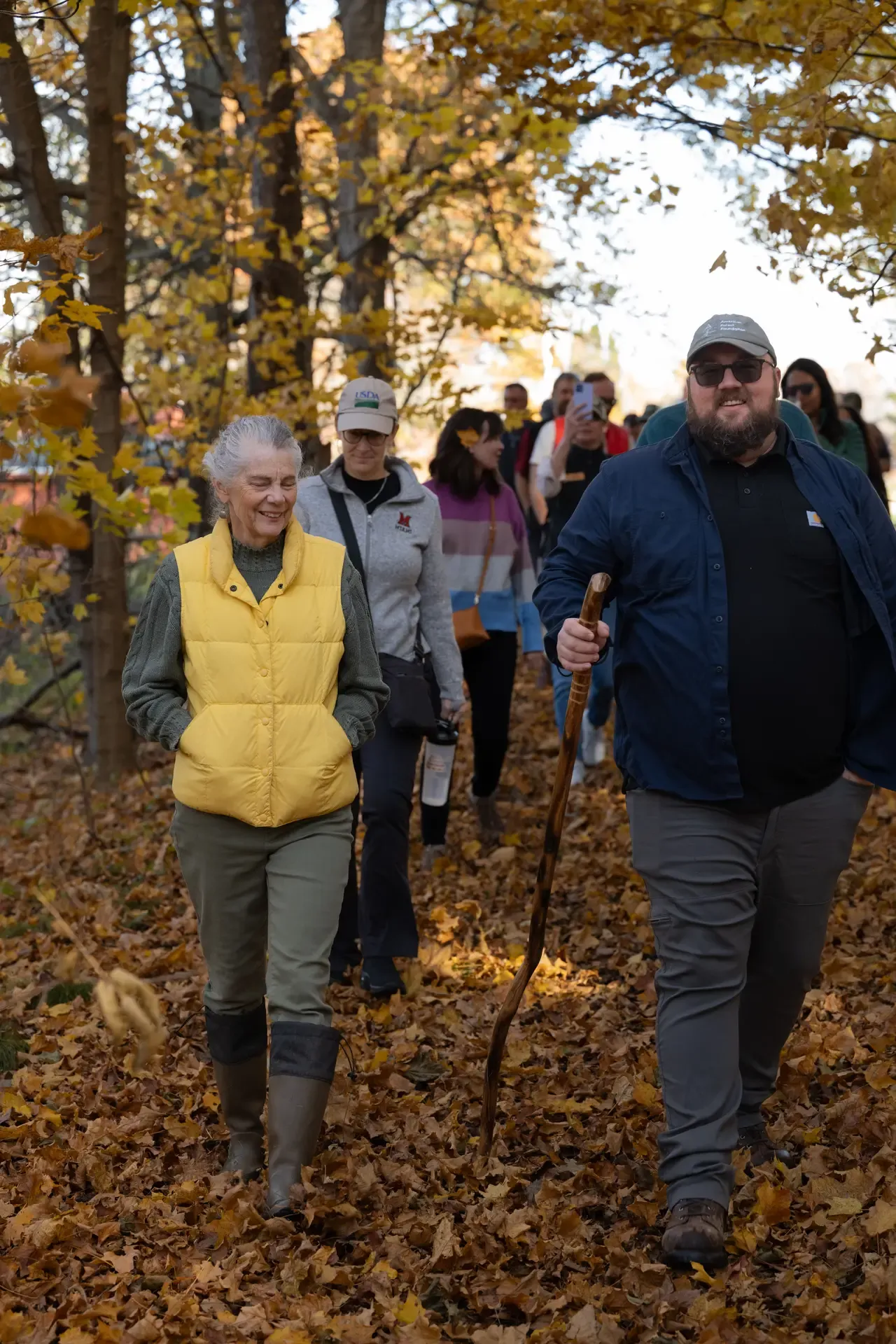 Kathy and Ian Walking in Forest