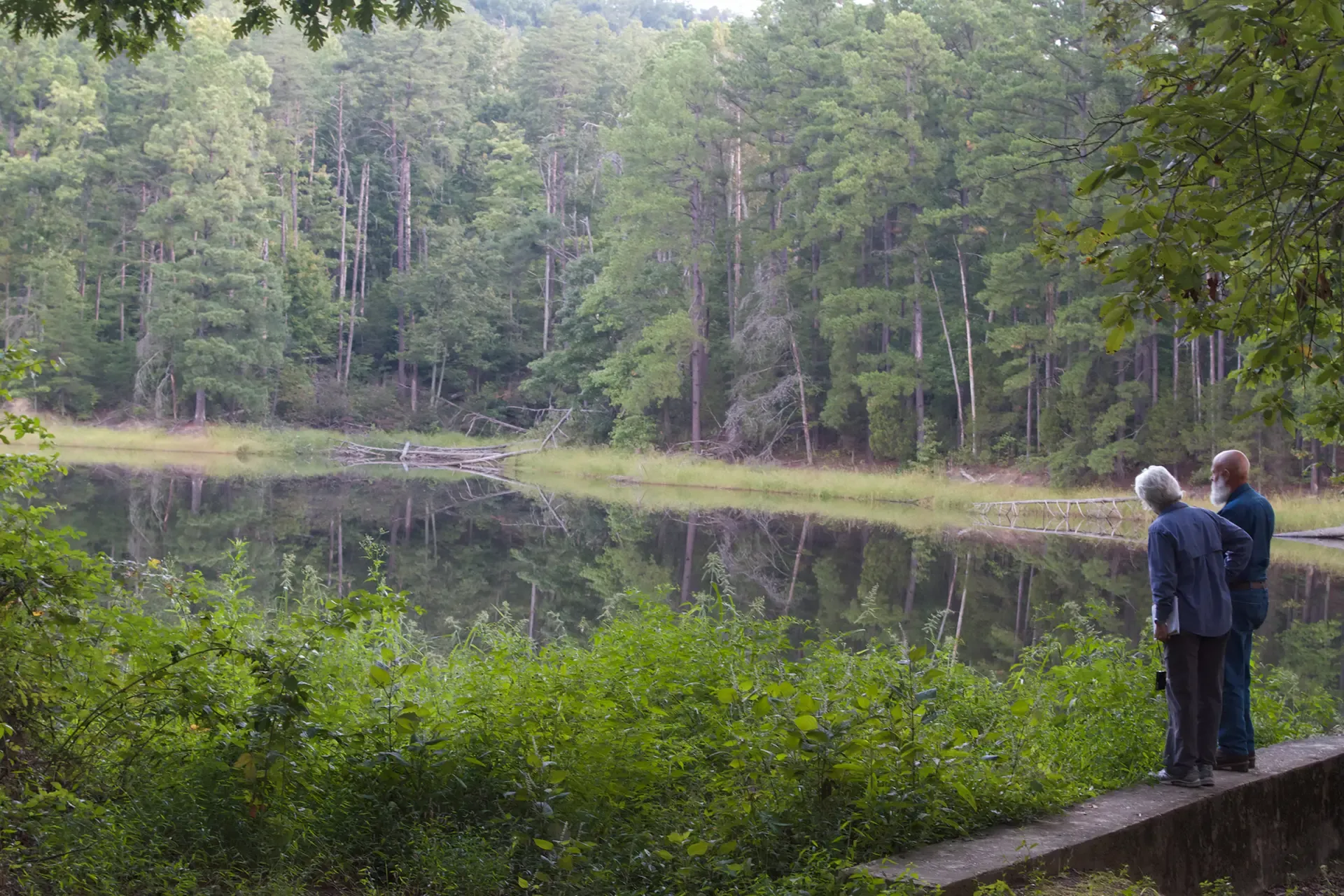 Landowners in Kentucky overlooking water on their property